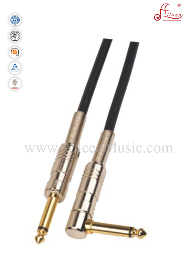 Cable de instrumento de guitarra negro de PVC de 6 mm en espiral (AL-G008)