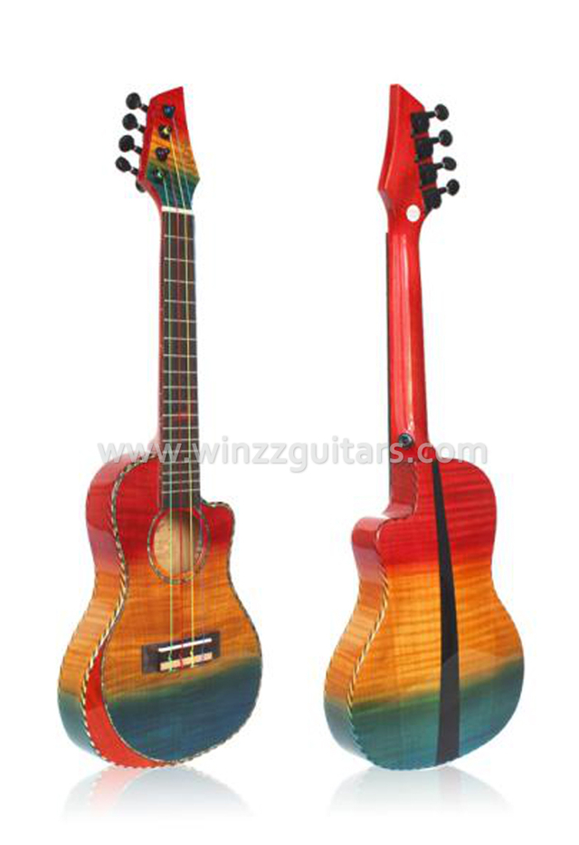 Ukelele superior de madera contrachapada flameada de 21 "/ 23" / 26 "(AU04L-TBA)