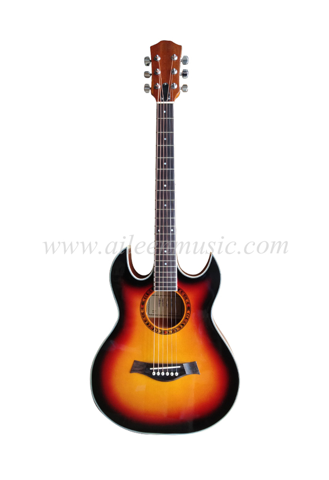 Guitarra acústica Sunburst de doble cutaway de 40" (AF4a8DCE)