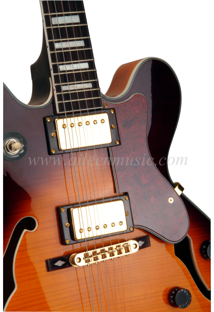 Guitarras de jazz eléctricas huecas con orificio F totalmente sólidas y de corte doble (EGJ280)