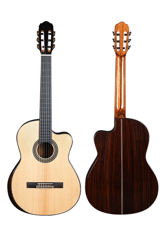 Guitarra Winzz cutaway de cuerdas de nailon con tapa de abeto macizo de grado 39'A (WCG180AC)
