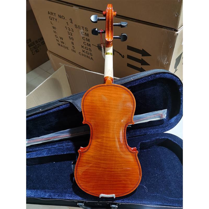 Traje de violín de estudiante acústico flameado natural para principiantes (VG001-HP)