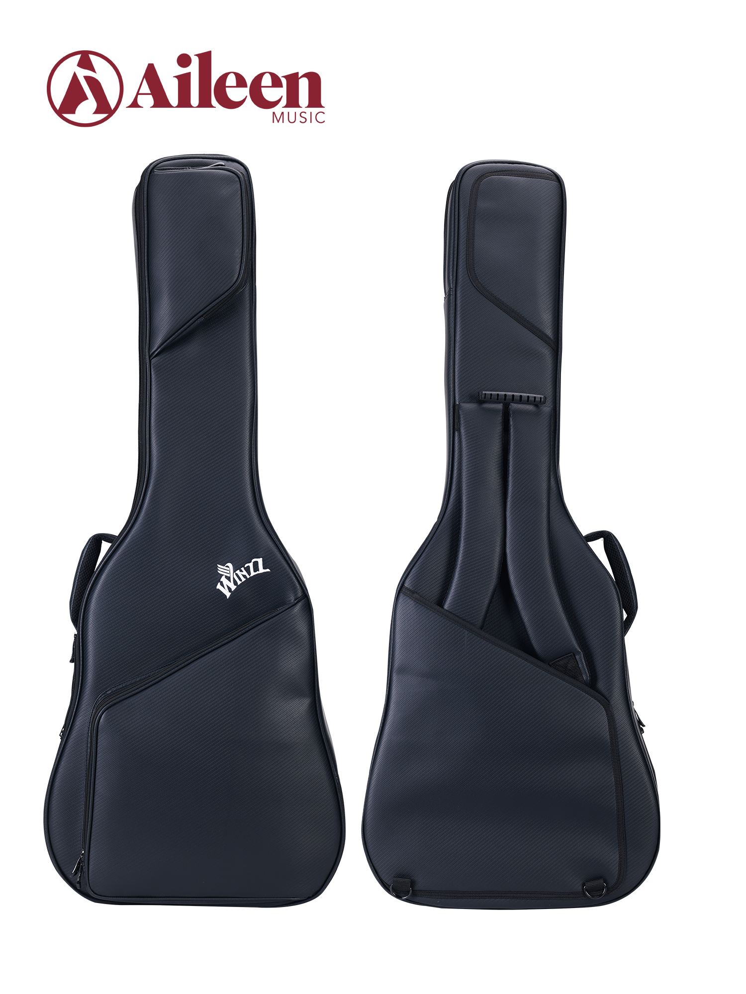 Funda para guitarra acústica Acolchado de espuma de PE de 15 mm Tela de PU negra Forro de Nylex Bolsillo grande (BGW1718)