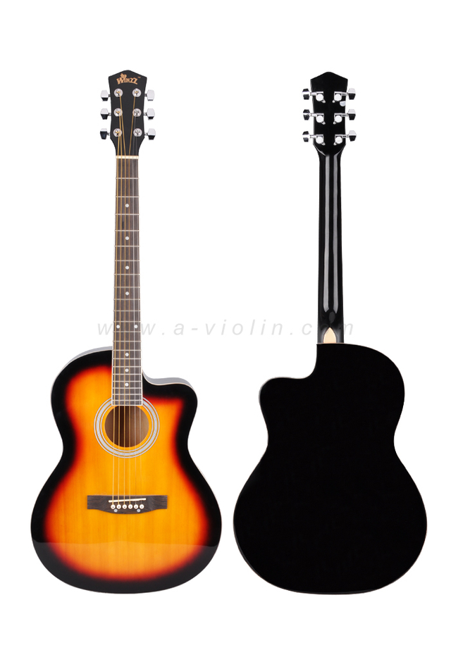 Guitarra acústica cutaway de barniz polaco de alta cantidad de 39 "(AF27C)