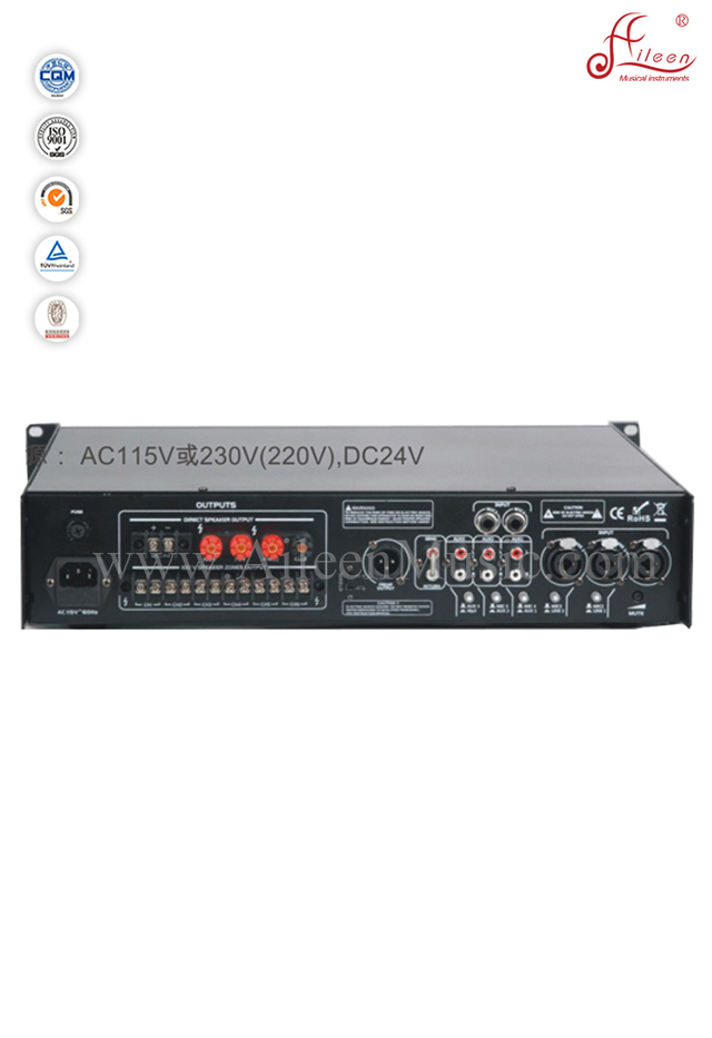 Amplificador de megafonía de megafonía con dirección pública de mircrophone de prioridad para instrumentos musicales con limitador (APMP-0218D)