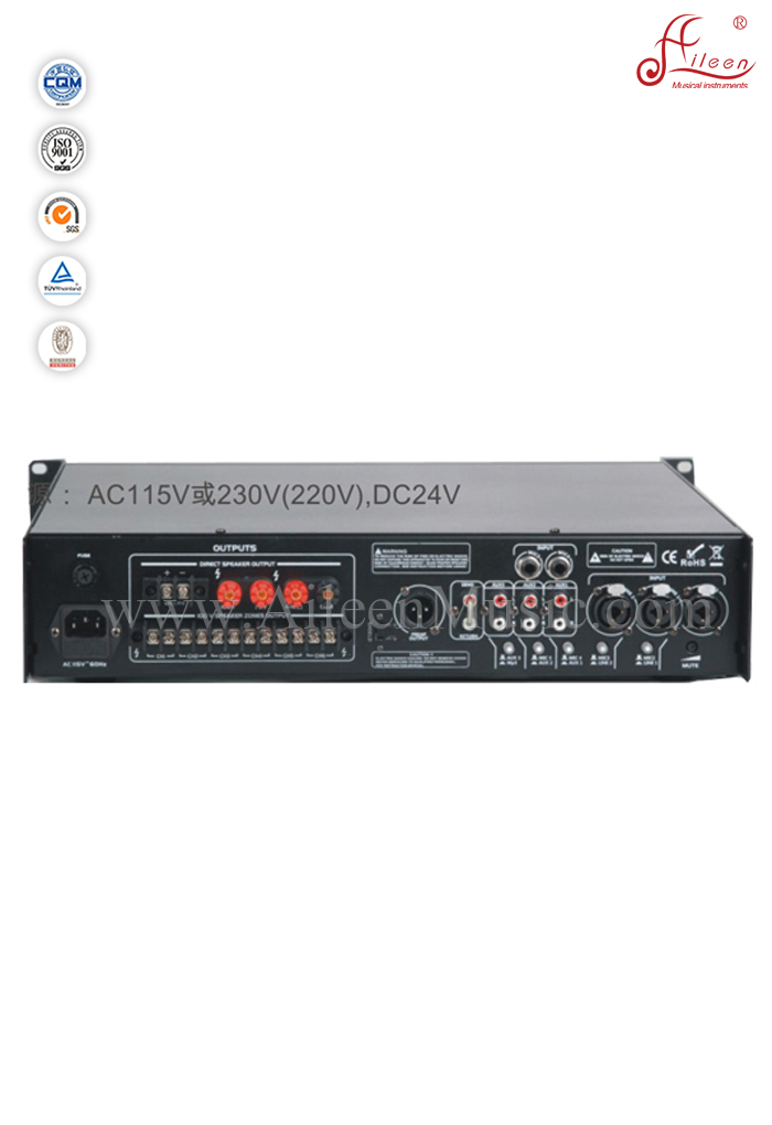 Amplificador de megafonía de megafonía con dirección pública de mircrophone de prioridad para instrumentos musicales con limitador (APMP-0218D)