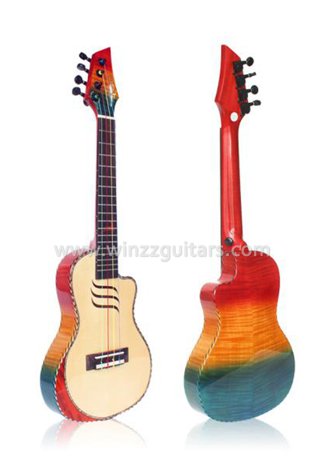 Ukelele de 21"/23"/26" con tapa de abeto macizo (AU14-TWBA)