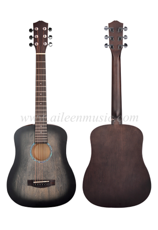 Guitarra acústica de 34 pulgadas con parte superior de madera contrachapada de tilo y cuerpo estilo bebé (AF01L-B)