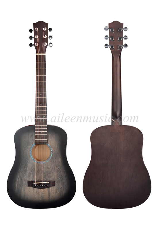 Guitarra acústica con acabado exclusivo, tapa de madera contrachapada de tilo de 34 pulgadas y cuerpo estilo bebé (AF01L-B)