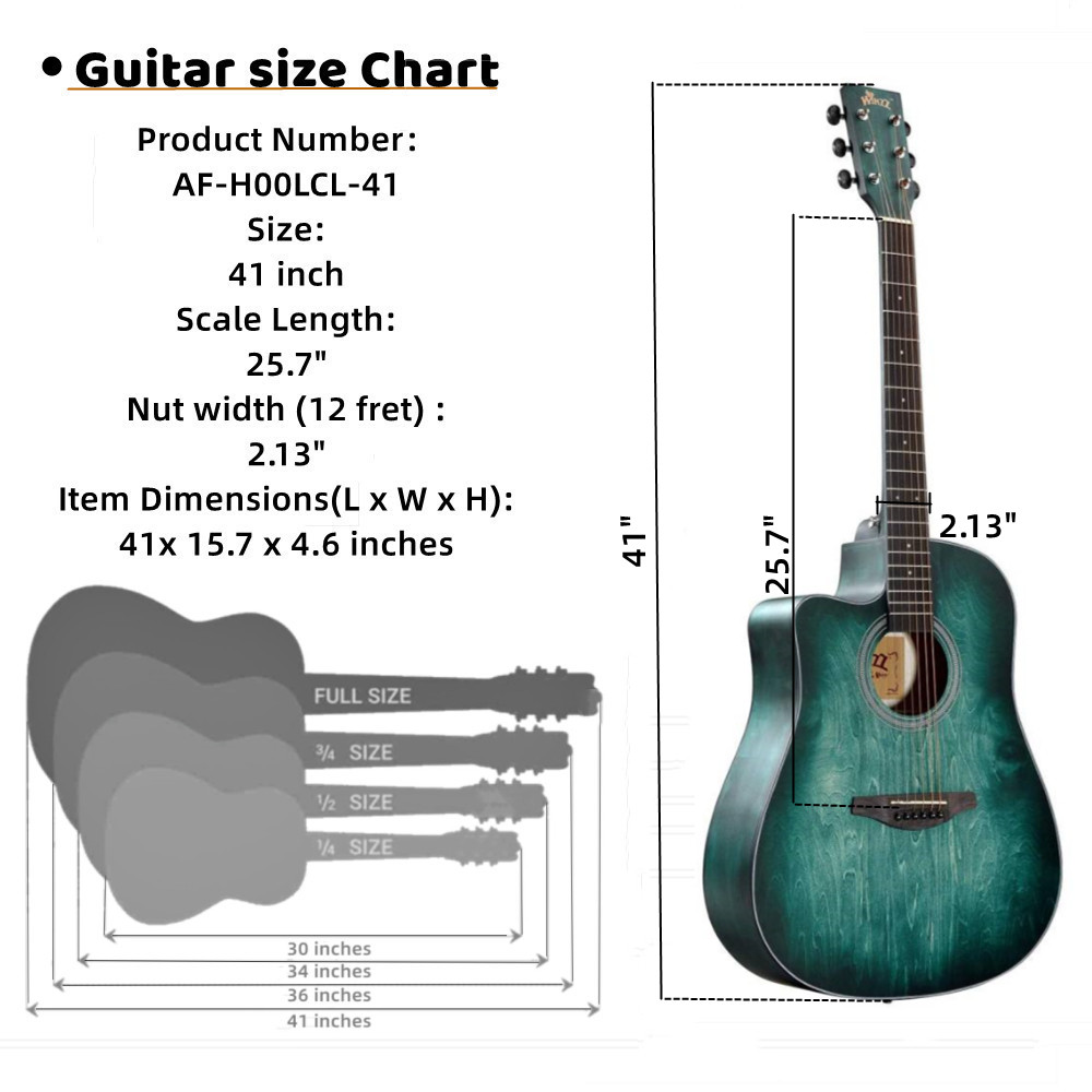 Guitarra eléctrica acústica para principiantes de 41 pulgadas para zurdos (AF-H00LCL)