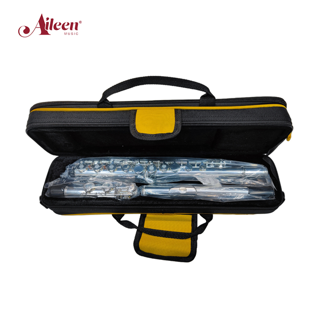 Flauta C plateada de 16 agujeros con soporte plegable (FL-G500SES)