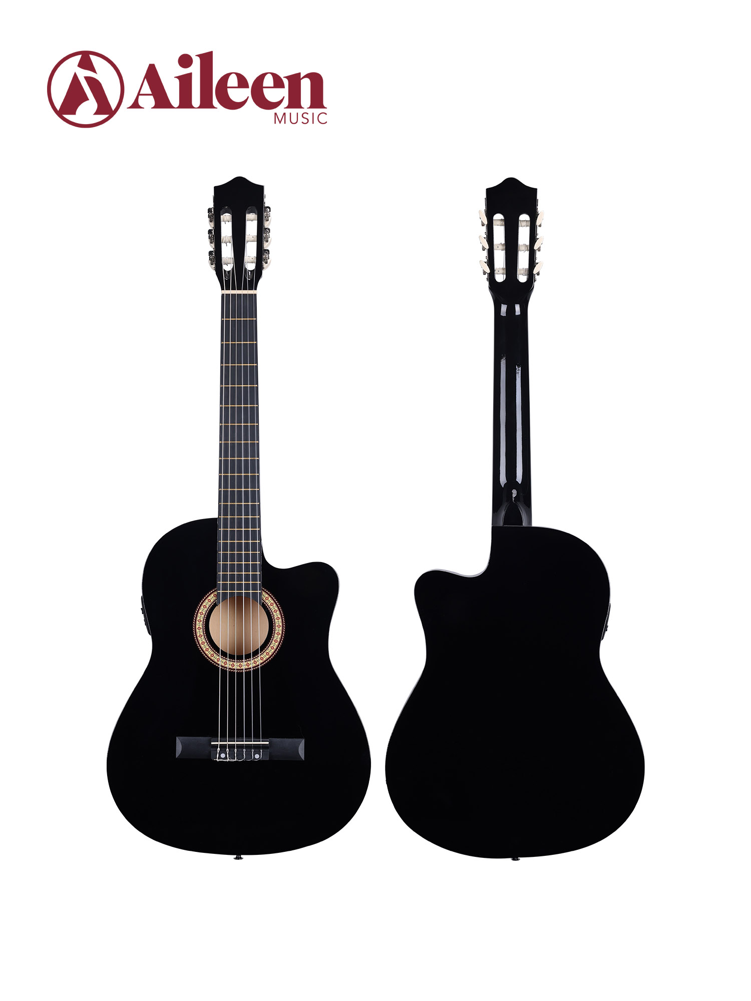 Guitarra acústica eléctrica para estudiantes de cuerpo fino de madera contrachapada de tilo seccionada de 39 ' (AC001ET)