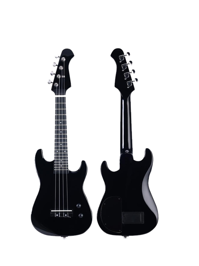 EUT01 Ukelele eléctrico de cuerpo fino de madera maciza estilo St de alta calidad de 26 pulgadas