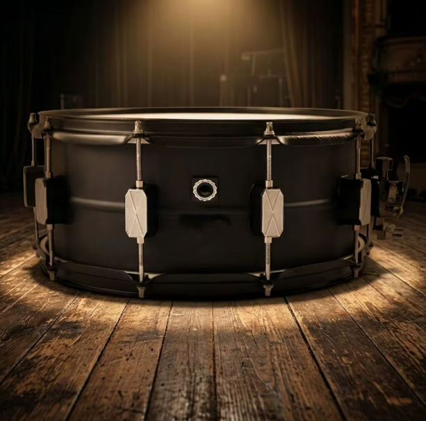 SN-LBB1 Caja de tambor de aluminio de 14''x5,5'', tambor negro circular, caja profesional