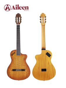 WCG166CE Guitarra eléctrica acústica con tapa de madera contrachapada de fresno con cuerdas de nailon de cuerpo fino de 39 pulgadas
