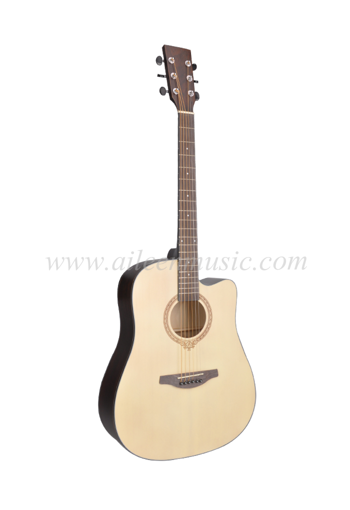 Guitarra acústica con encuadernación de ABS negro en forma de D de 41 pulgadas (AFM-H10)
