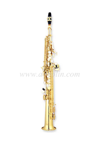 Saxofón soprano de banda de metal amarillo intermedio (SSP-M4000G)