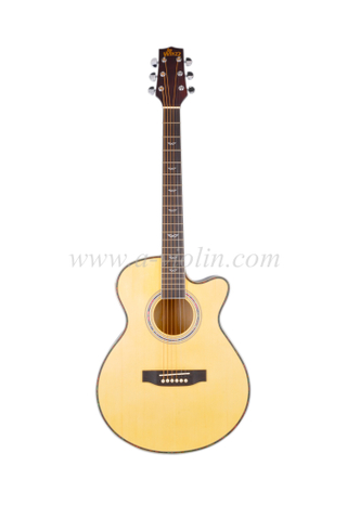 Spruce Plywood Sapeli Guitarra acústica con encuadernación de ABS negro (AF168CW-39)