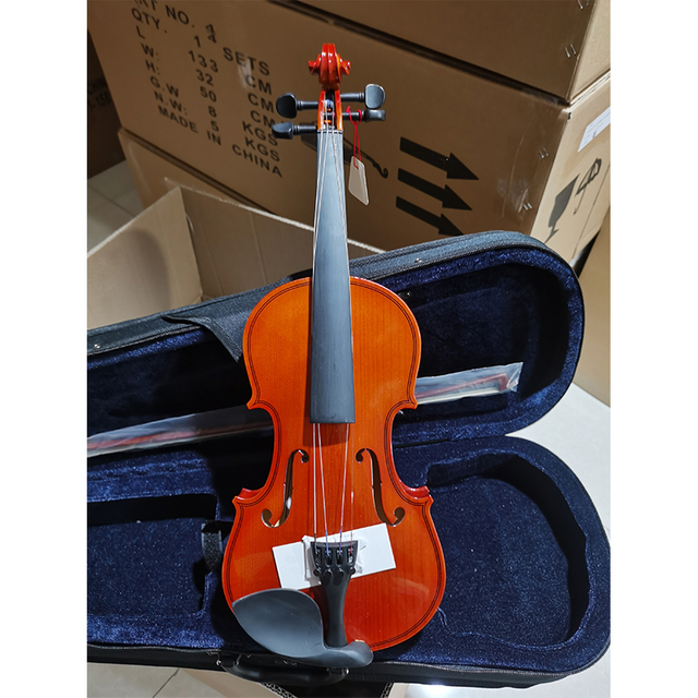 Traje de violín de estudiante acústico flameado natural para principiantes (VG001-HP)