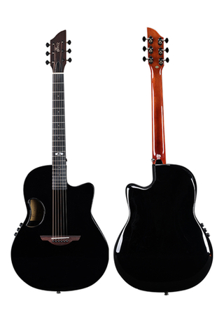 Guitarra eléctrica acústica con parte trasera redonda, material de carbono Winzz, tapa sólida (AFO300CE)