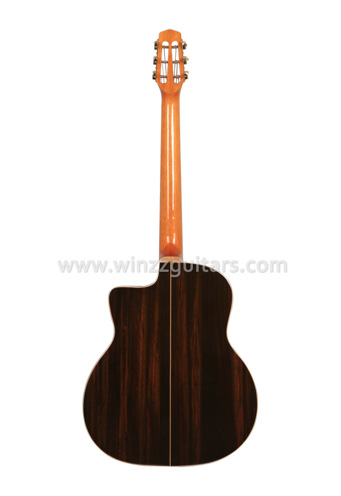 Guitarra de jazz gitano óvalo con orificio en agujero D superior sólido (AGJ60A)