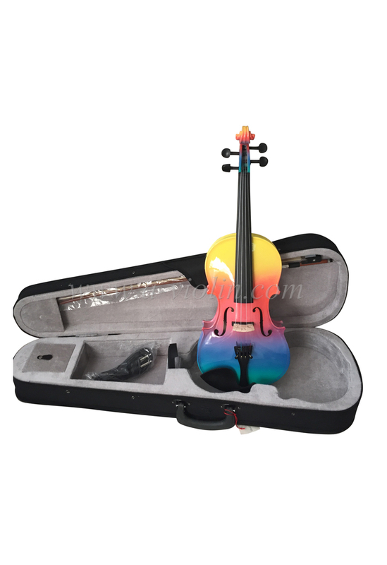 Arco iris de color violín sólido con estuche (VG105-RB)