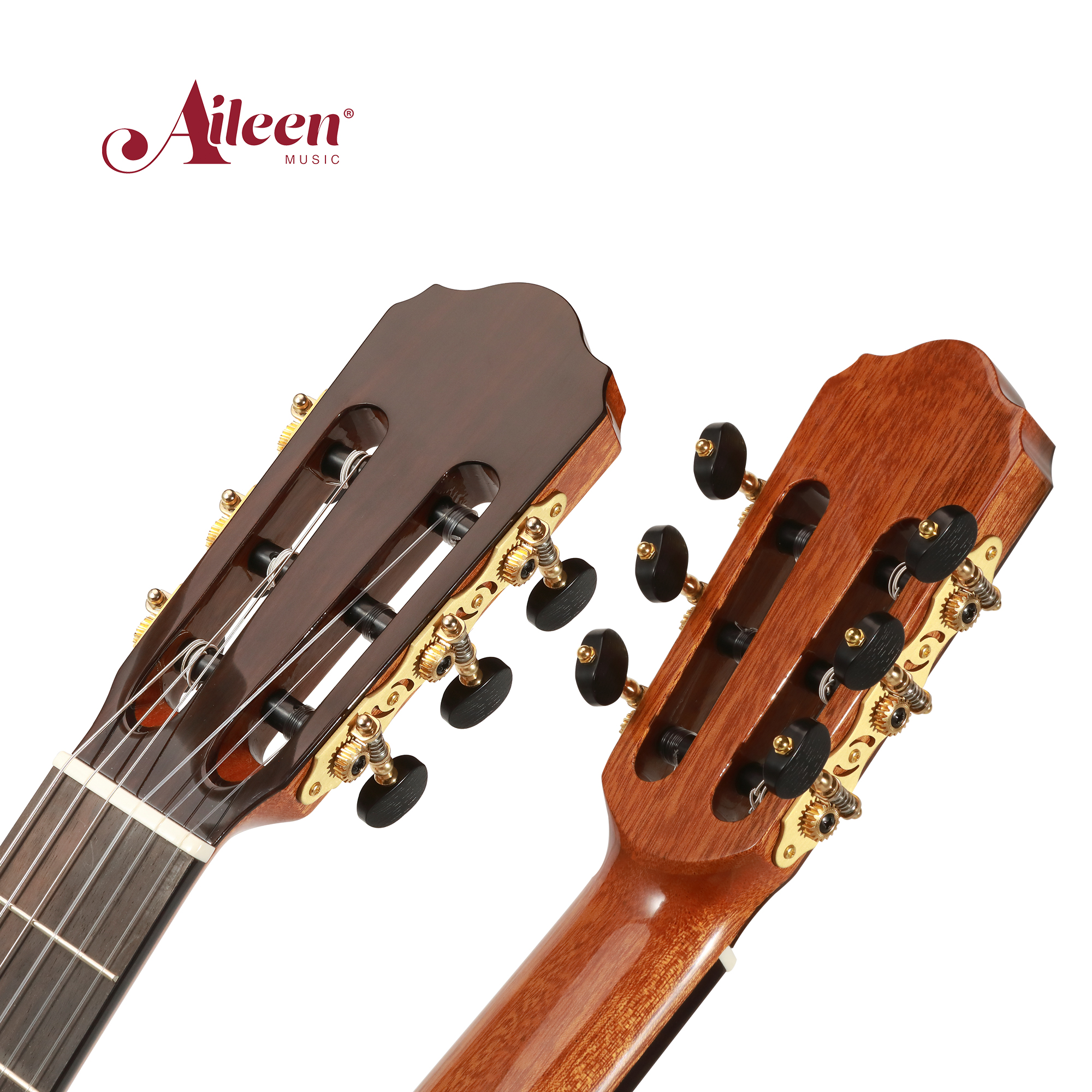 Guitarra clásica hecha a mano de cedro macizo Guitarra de marca compartida Yulong Guo con estuche de ABS (WGC2022C)