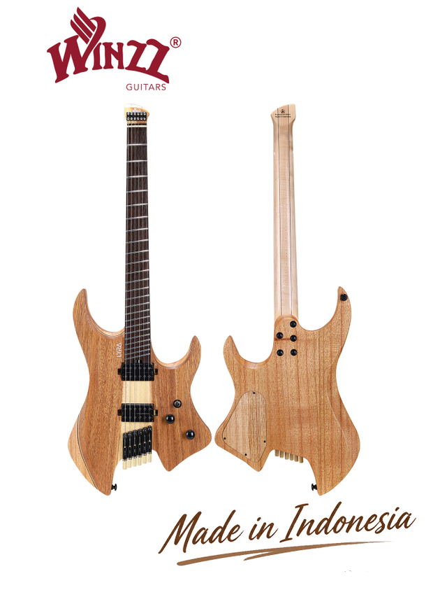 WLH EX80-MK Mindi Body Koa (grosor: 6 mm) Guitarra eléctrica sin cabeza superior fabricada en Indonesia