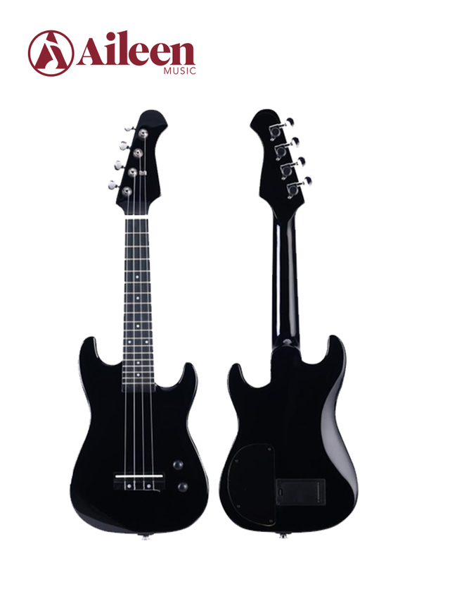 EUT01 Ukelele eléctrico de cuerpo fino de madera maciza estilo St de alta calidad de 26 pulgadas