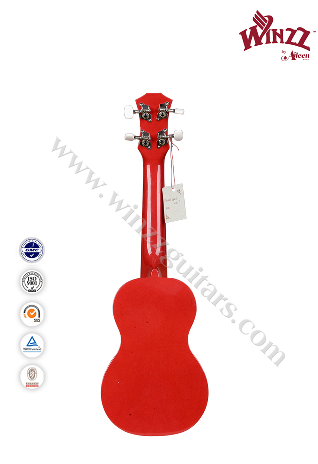 Ukulele de madera contrachapada Linden coloreado soprano de 21 pulgadas (AU01)