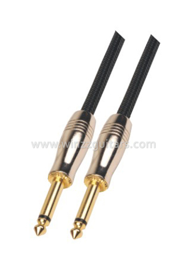 Cable de guitarra espiral de nailon negro de 6,5 mm barato (AL-G009)