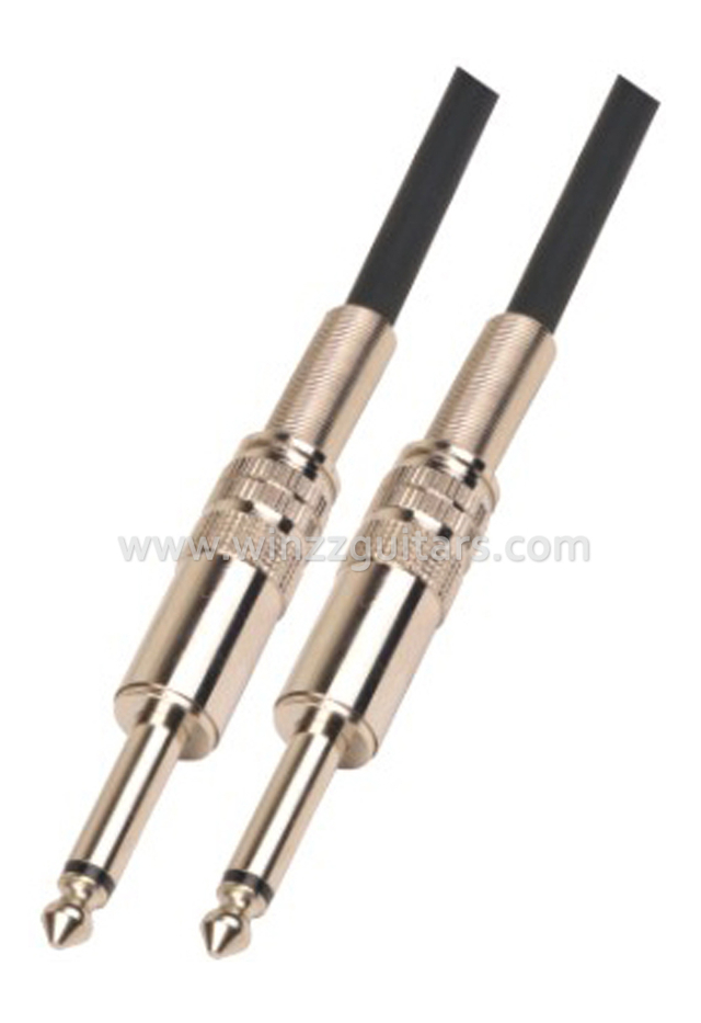 Cable de guitarra de instrumento en espiral negro de PVC de 1/4 'TS (AL-G020)