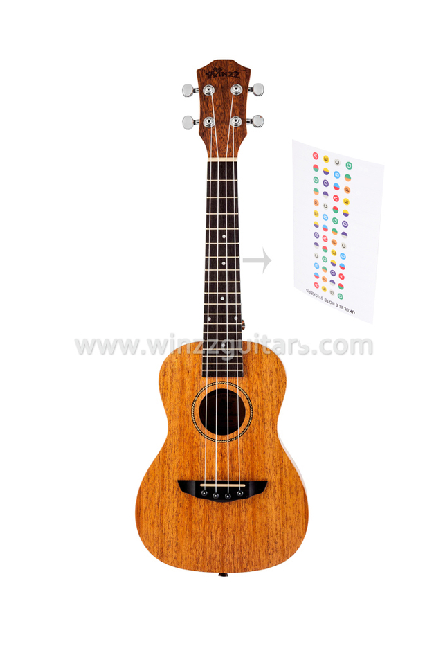 Todo el ukelele de madera contrachapada de caoba con etiqueta adhesiva de dedo (AU07L)