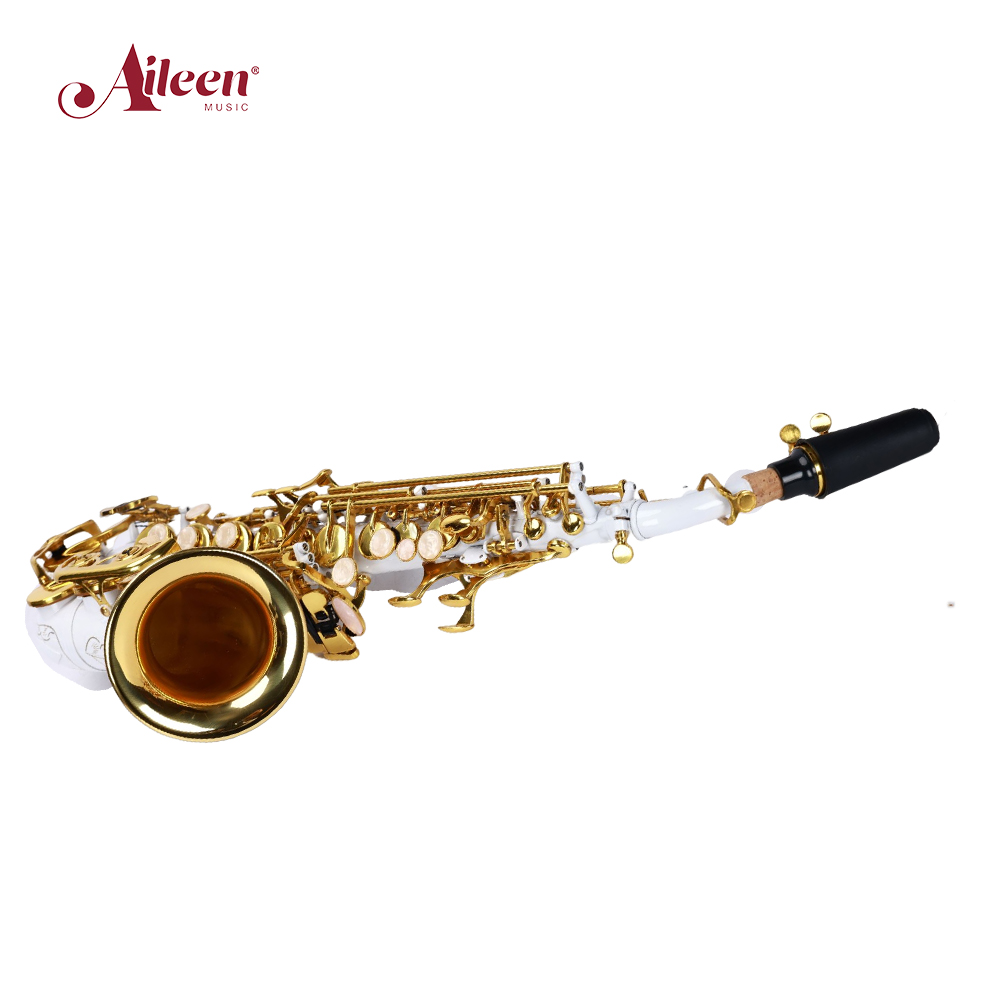 Saxofón soprano OEM cuerpo blanco curvo saxofón soprano (SSP-GU2030WG)