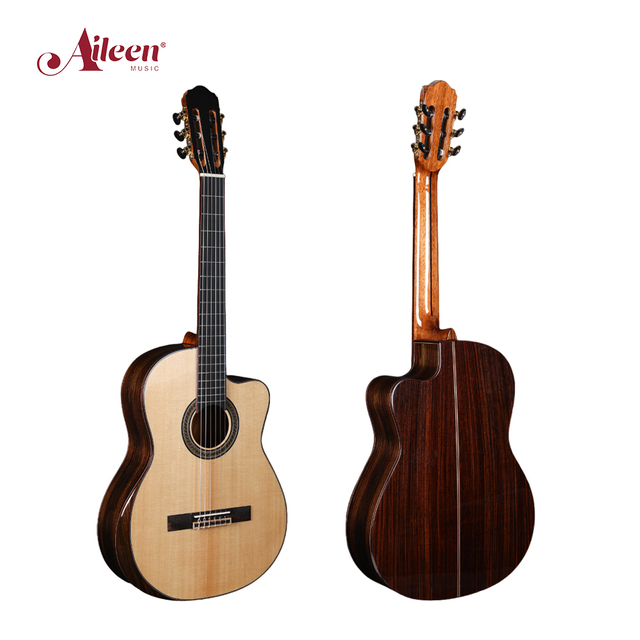 Guitarra Winzz cutaway de cuerdas de nailon con tapa de abeto macizo de grado 39'A (WCG180AC)