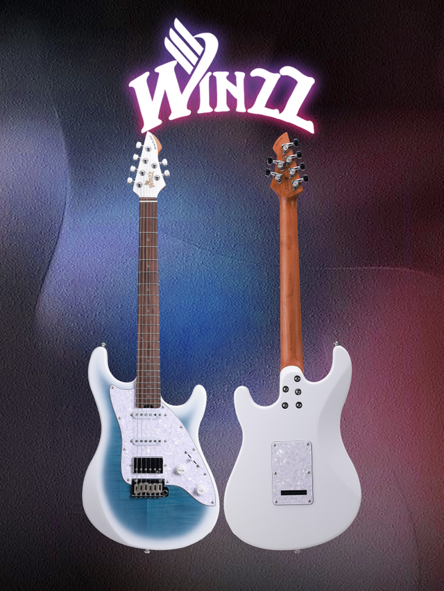 Guitarra eléctrica WINZZ Gravity Series Pro – Cuerpo de Okoume, mástil de arce tostado, pastillas HSS Alnico V, puente de trémolo de 2 puntos (WGS150MF)
