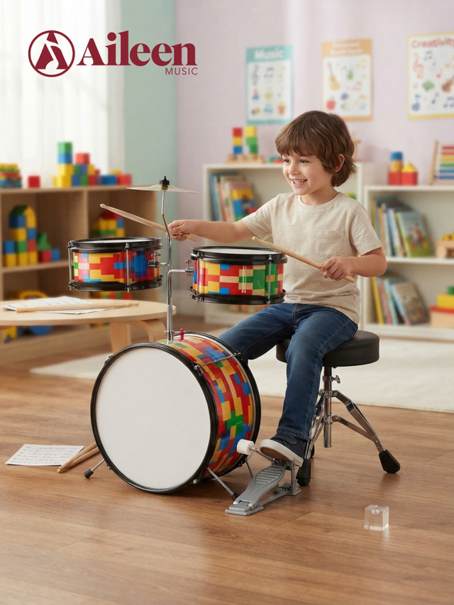 Batería infantil personalizada de 3 piezas con gráficos de conchas personalizados | Fabricante de baterías para niños OEM/ODM