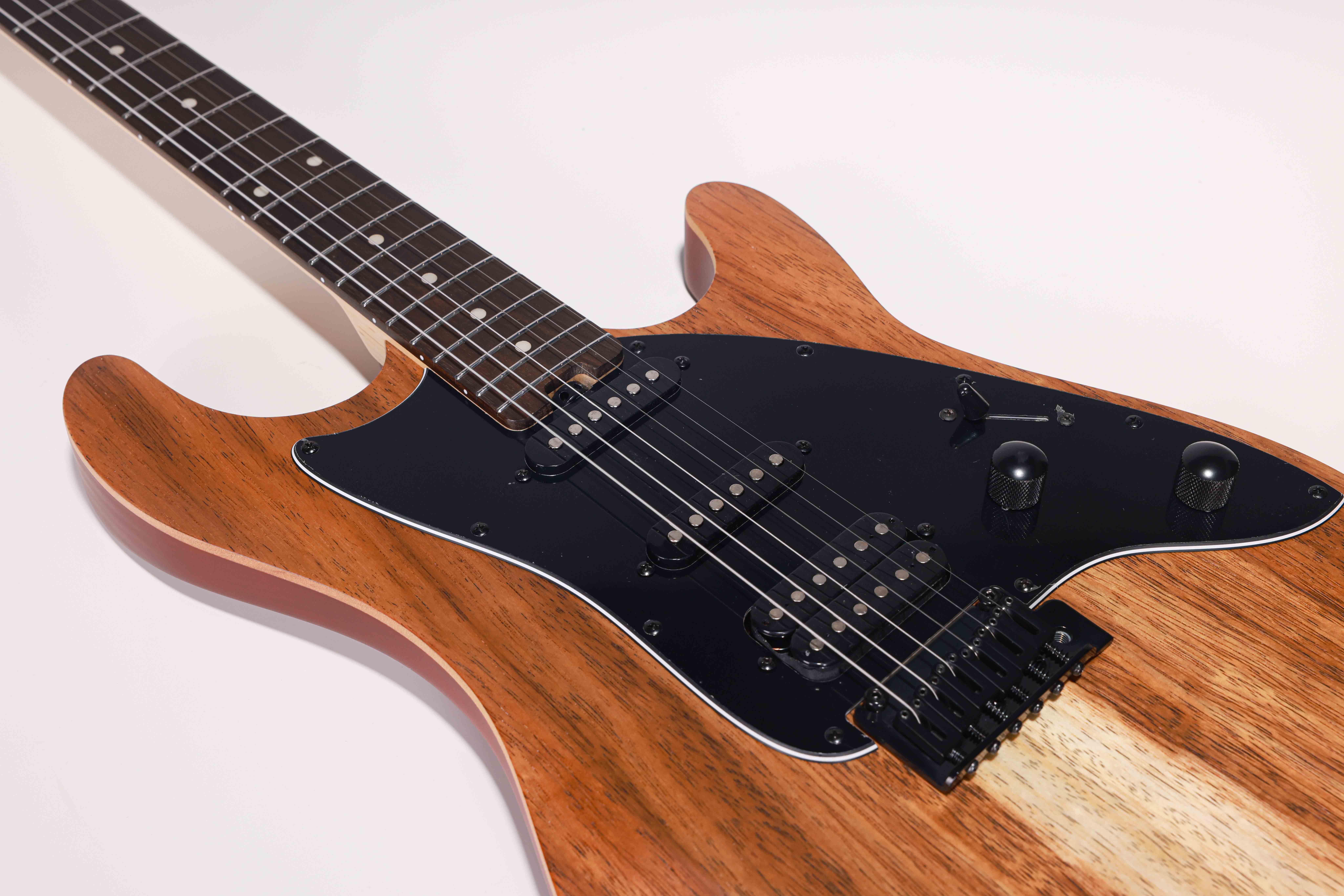 WGS EX80-AT Winzz Exotic Collection Guitarra eléctrica con tapa de chapa de teca y cuerpo de Agatis fabricada en Indonesia