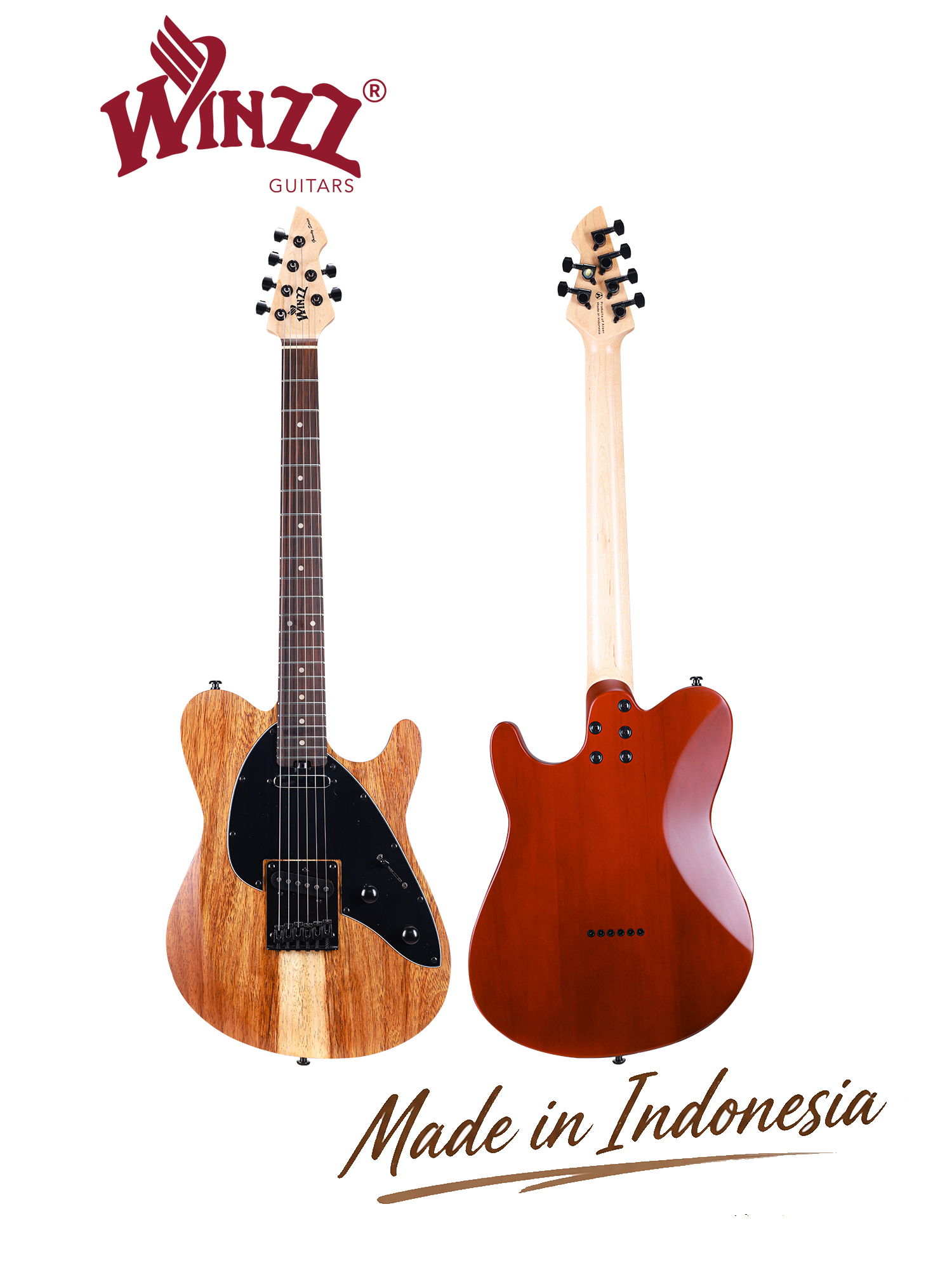 WGT EX80-AT Winzz Exotic Collection Agatis Cuerpo Chapa de teca Guitarra eléctrica superior Fabricada en Indonesia
