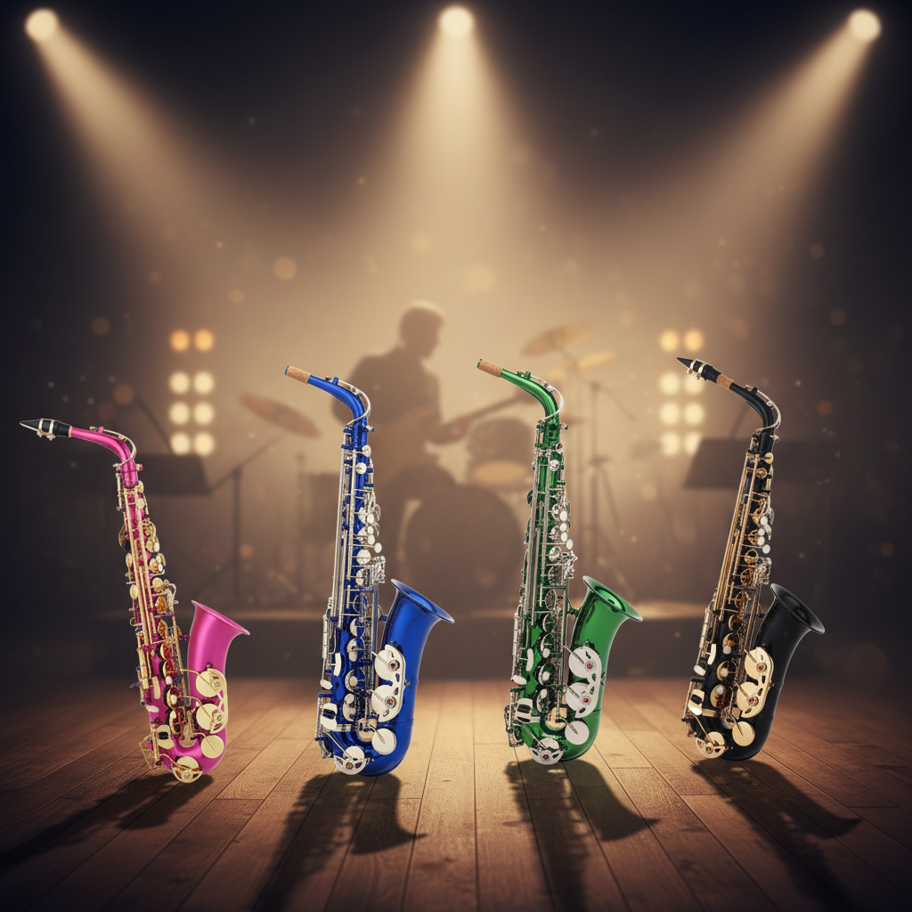 Saxofón alto Eb profesional Latón amarillo Acabado de color grabado con estuche (SP1001C)