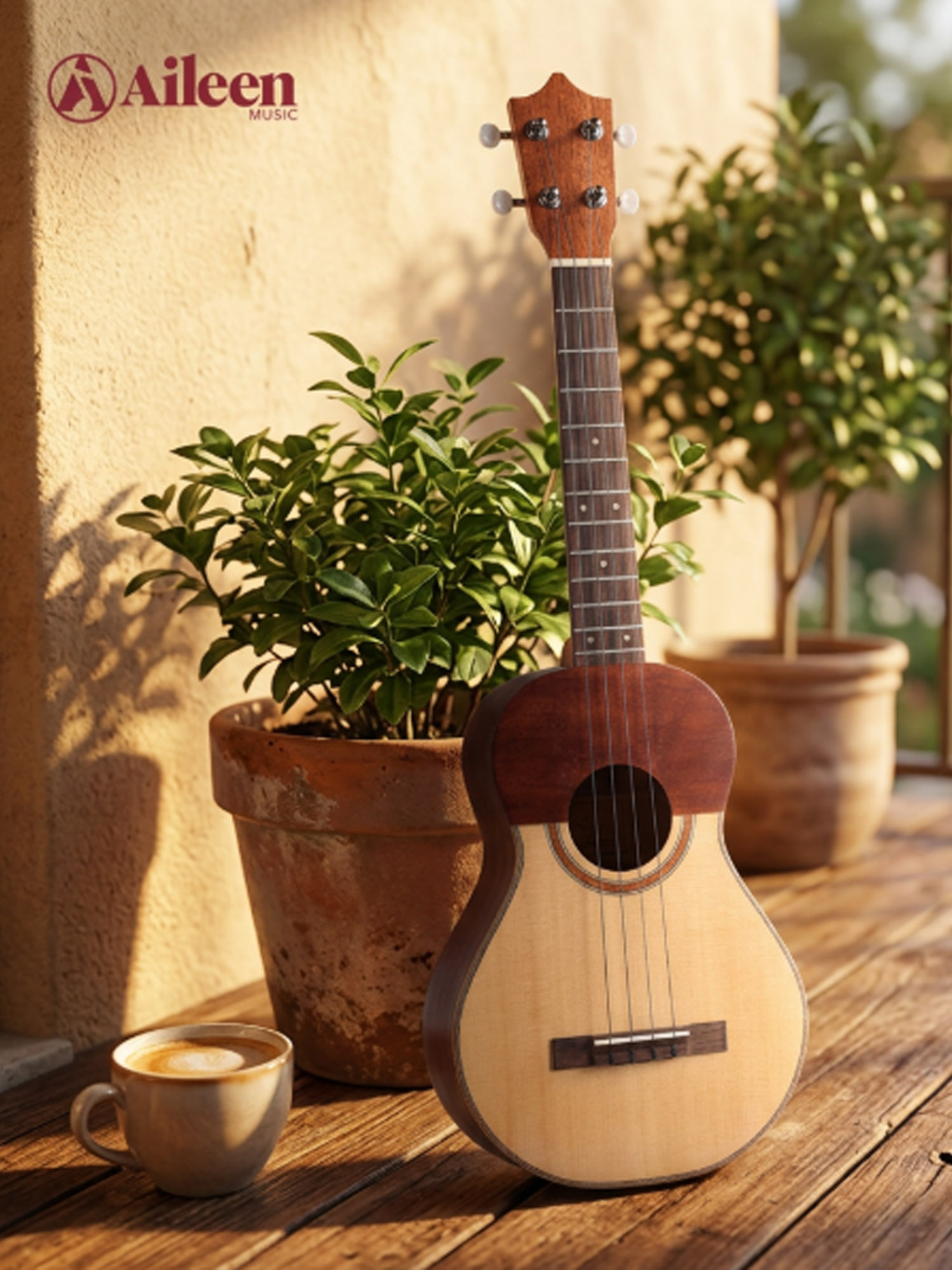 AFV17L-12 Venta al por mayor Guitarra venezolana de cuatro cuerdas de madera contrachapada de abeto