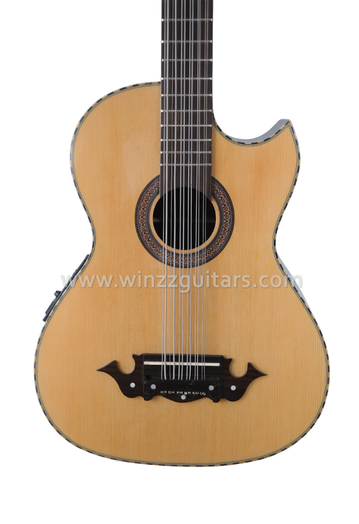Guitarra acústica Sharp Cutaway de 12 cuerdas al por mayor con ecualizador (AFM10CE-12)