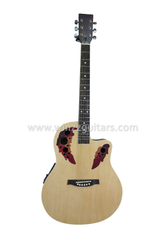Guitarra Western Ovation con fondo redondo y corte de plástico de 41 ' con ecualizador (AFO229CE)